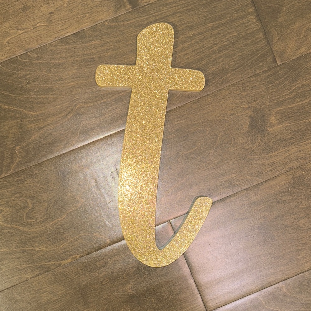 Gold Glitter Letter T Decor